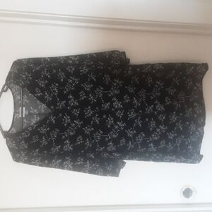 Old Navy Black Floral Rayon Dress Sz L